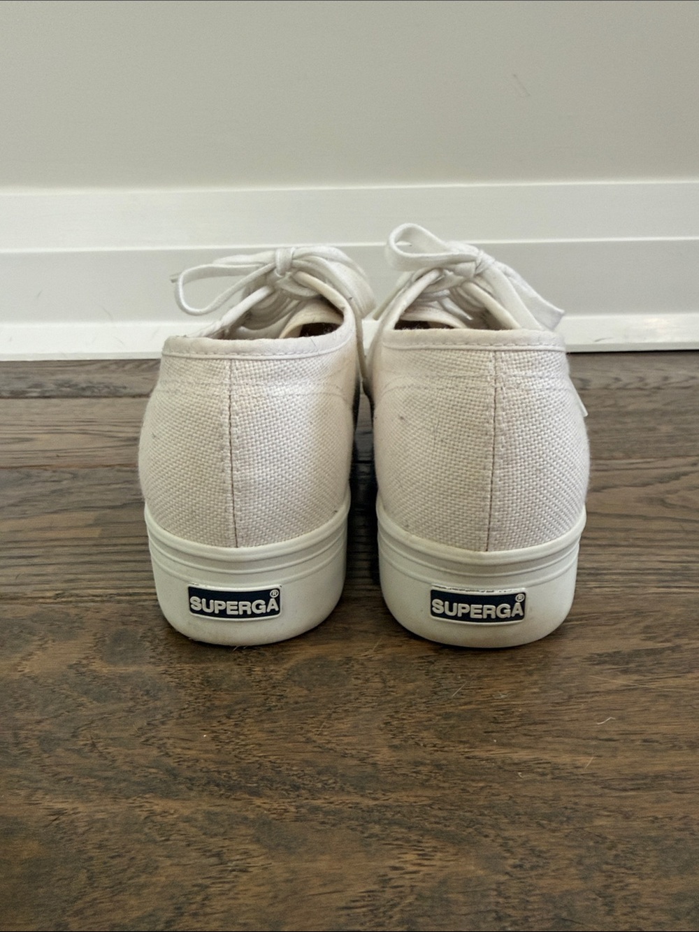 Superga White Platform Canvas Sneakers - Picture 5 of 6